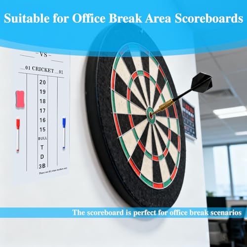 Soft & Rollable Dart Scoreboard with Dry Erase Markers and Eraser - Easy to Install and Clean - Waterproof Surface for Cricket and '01 Games - size: Large