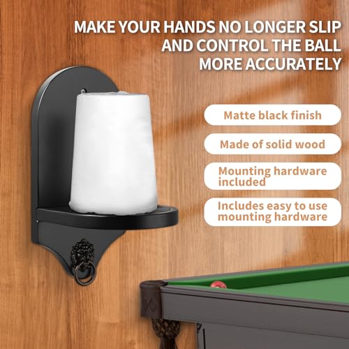 HMQQ Billiards Accessories: Wall Mounted Pool Chalk Holder, with a Natural Wood, Black Finish