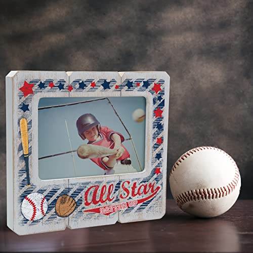 Neil Enterprises 6" x 4" Whitewash Finish Wood Baseball Picture Frame