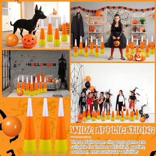 11 Pcs Candy Corn Inflatable Bowling Set Including 13.4 Inches Ball and 10 Pcs 21.6 Inches Bowling Pins for Adults Halloween Fall Carnival Festival Party Game Supplies