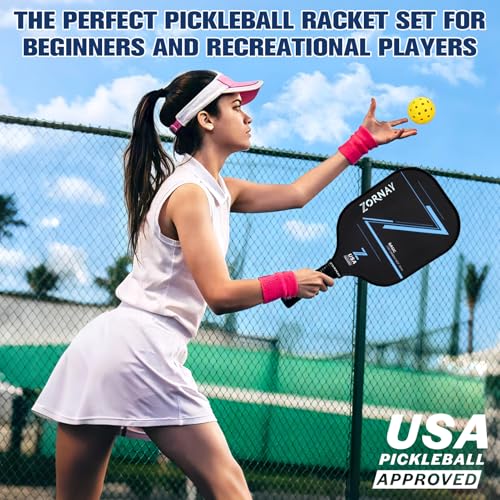 Beginner Carbon Fiber Pickleball Paddles Set of 2 Pack, 16mm Control, USAPA Approved Lightweight Pickle Ball Rackets, Indoor Outdoor Racket Friendly Gift for Beginners, Men, Women, Couple