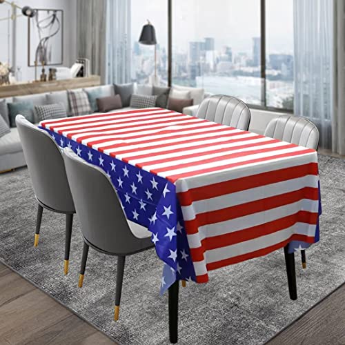 2 Pack Independence Day Plastic Tablecloths Fourth of July Party Plastic Table Covers Disposable Table Cloths BBQ Picnic Party Waterproof Tablecloth TableCovers 54 x 108 in - color: Fourth of July