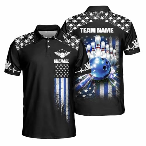 GABITA Personalized Bowling Jerseys for Men, Custom Bowling Polo Shirt, Bowling Shirts Gift for Bowler Team Player - color: A51