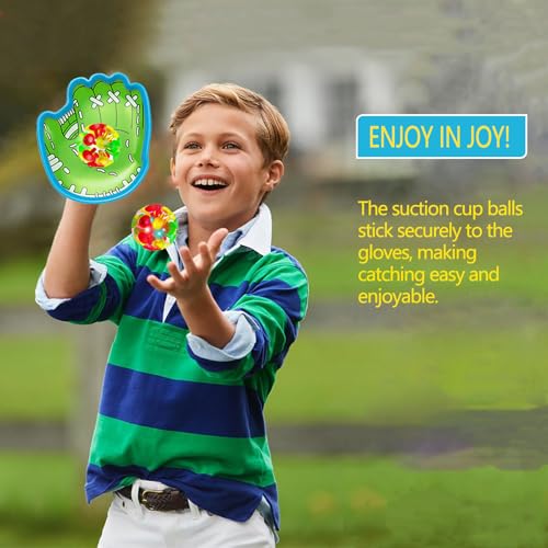 punkdog LED Toss and Catch Ball Game Set - 1 LED and 1 Regular Suction Cup Ball with 2 Easy-Grip Gloves - Beach Sports Toys for Kids - Outdoor Games for Backyard or Park - Easter Gift for Kids