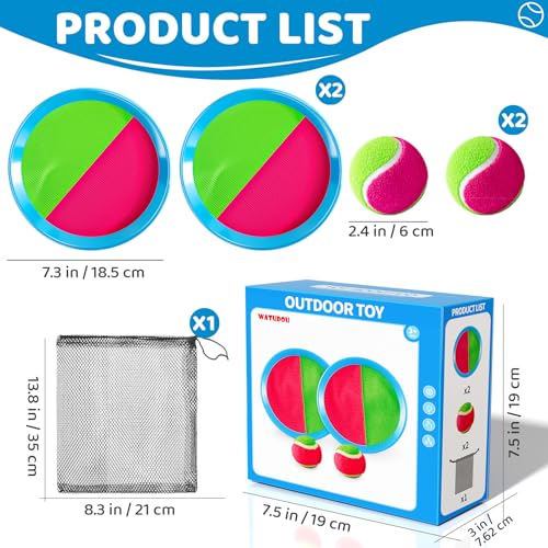 Toss and Catch Ball Game Set, Beach Outdoor Toys for Kids Boys with Paddle, Balls and Storage Bag, Yard Backyard Outside Indoor Toys Games Gifts for Kids Boys Girls Ages 3 4 5 6 7 8 9 10 - style: 2 Paddles & 2 Balls