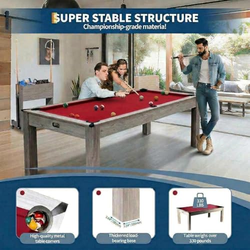 7 FT Pool Table, Complete Set - color: Red