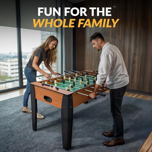 Hathaway 54-Inch Hurricane Foosball Table for Family Game Rooms with Light Cherry Finish, Analog Scoring and Free Accessories