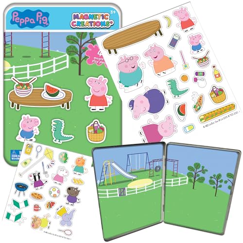 Magnetic Creations Tin: Peppa Pig - Creative Storytelling Playset, 40 Pop-Out Magnets, Beautiful Play Scene, Mix & Play Toy, Kids-Toddlers Ages 3+ - style: Peppa Pig