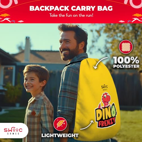 Swooc Games® - Dino Frenzy | 2-in-1 Corn Hole Games for Kids | 5-Second Setup | Dinosaur Bean Bag Toss Game for Kids | Kid Cornhole Game Set | Toddler Party Activity | Outside Bean Bags Kid Tossing