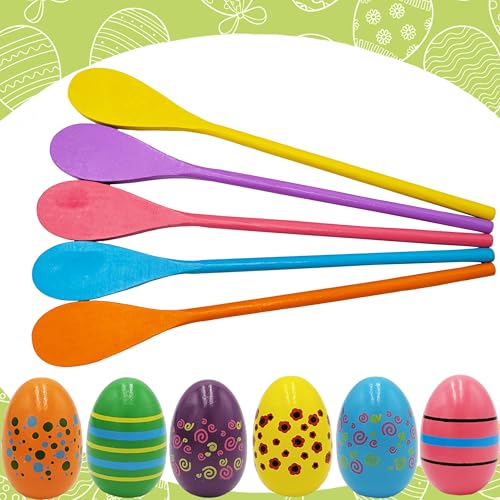 Painted Easter Egg and Spoon Race Game Set, Family Game for Kids & Family Activity Holiday Outdoor Yard Easter Egg Hunt Birthday Party Front Lawn - style: 48 Players