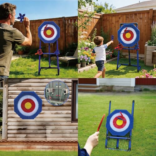 Axe Throwing Game for Backyard, Kids Axe Throwing Game with 4 Axes & 4 Darts, Height Adjustable Axe Throwing Target Set, Safe Indoor & Outdoor Throwing Axe Set for Family Fun