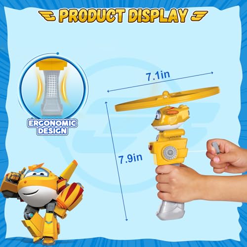 Super Wings Outdoor Toys, Golden Boy Flying Toys for Kids Ages 3-5 4-8, Toddler Outdoor Games Flying Discs, Outside Toys Airplane Launcher Toy for Kids Boys Girls Age 3 4 5 6 7 8 9+ - style: Golden Boy