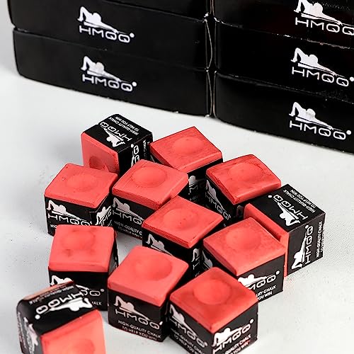HMQQ Pool Cue Chalk – 12 Pack Billiard Chalk, Low Dust & Anti-Slip Cue Chalk for Smooth, Accurate Shots – 6 Colors Available for Pool Lovers, Home Tables & Clubs - color: Dark Red