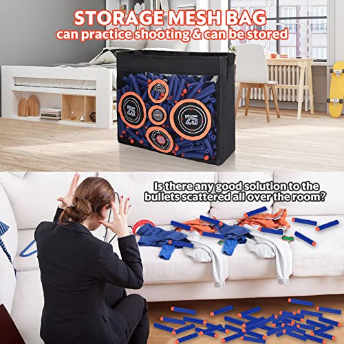 Pokiiulk 600PCS Refill Bullets Fit for Nerf Guns N-Strike Elite Series Blasters Toy Guns Darts with Portable Shooting Practice Target Toy Storage Mesh Bag - color: 600 DARTS & TARGET