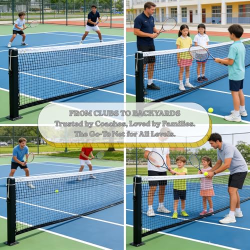 Professional Tennis Net 42ft x 3.5ft – 3.0mm Twisted PE, 4.5cm Mesh, UV/Waterproof, 6mm Steel Cable & Top 6-Row Double Layer – Complete Kit for Court, Backyard or Driveway
