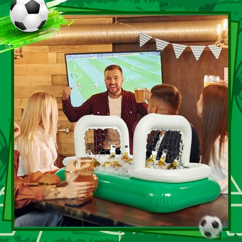 Inflatable Soccer Field Beverage Cooler with Goal Nets, 2026 Soccer Party Supplies, 47.2" Ice Serving Bar and Floating Pool Cooler for Drinks, Backyard Tailgate Game Day Decor