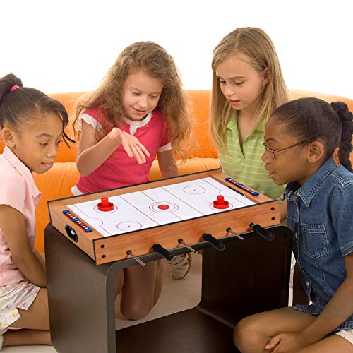 Goplus 2 in 1 Multi Game Table, Mini Foosball Table & Air Hockey Table with Realistic Playing Field, Manual Scoring Bar, Compact Combo Game Table Top for Home, Play Rooms, Bars, Parties, Family Night