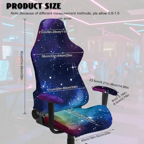Starry Print Game Chair Cover with Armrest Covers Dust-Proof Skin Friendly Office Chair Covers Slipcovers Machine Washable, Blue - color: Blue - Starry