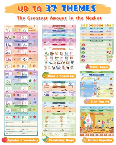 Baobrava Preschool Learning Activities, 37 Themes Tracing Activity Books Ages 3-8, Toddler Handwriting Practice, Letter Tracing, Kindergarten Workbooks, Travel Game for Trip, Christmas Birthday Gifts - style: I Can Write Book Game