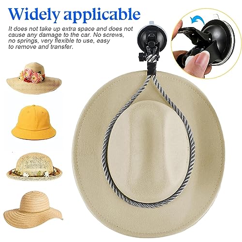 zipelo Hat Mounts for Car, Cowboy Hat Holder Rack with Suction Cup and Handmade Rope, Car Accessories, Universal Cowboy Hat Hanger for SUV Truck Vehicle Home (Red) - color: Red