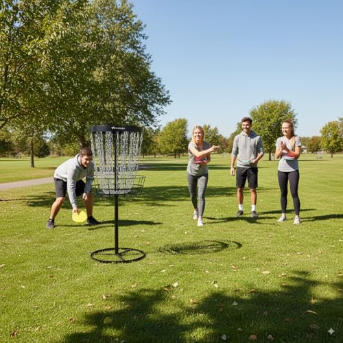 Portable Disc Golf Basket, 24-Chain, All-Weather Metal Disc Golf Goal with Heavy-Duty Carrying Bag, Easy Assembly for Backyard, Park & Outdoor Training - style: Black