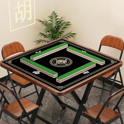 Mahjong Mat, Non-Slip Noise Reducing Game Mat, 31.5 Inch Mahjong Table Mat,Mahjong Mat with Cloth Bag and Carton Storage,Suitable for Mahjong, Dominoes, Solitaire and Other Games. (Black) - color: Black