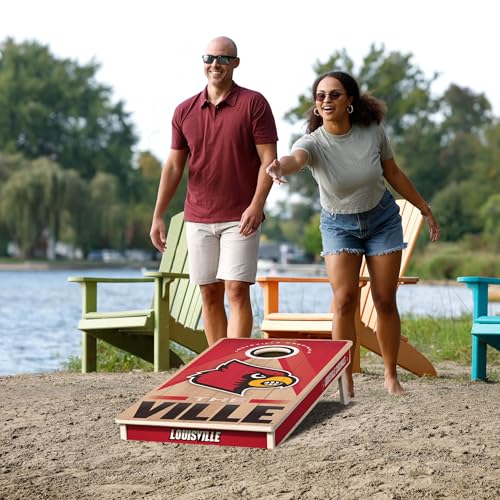 YouTheFan NCAA 2' x 4' Slogan Series Professional Wood Cornhole Game with Logo Bags - color: Louisville Cardinals