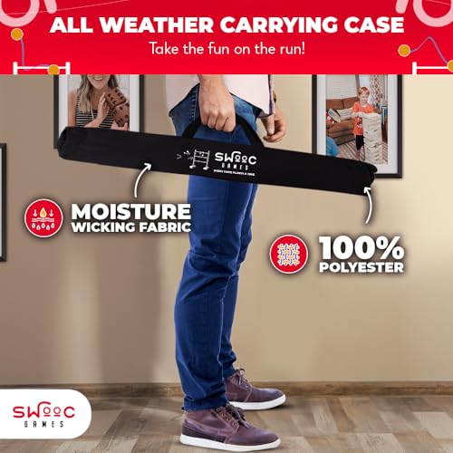 SWOOC GamesĀ® - Premium Wooden Ladder Ball Game Set (Weather Resistant) - with 10+ Games & Carrying Case - Easy, No Tool Set Up - Premium Ladder Toss Outdoor Game - Backyard Ball Toss Games