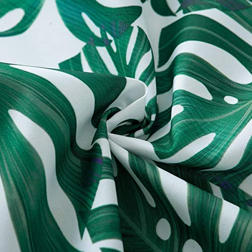 Melaluxe Spring/Summer Wrinkle-Free Waterproof Outdoor Tablecloth with Umbrella Hole and Zipper, Green Leaves, 60-Inch-by-84 Rectangle - color: Green Leaves, size: 60" x 84" (Rectangular)