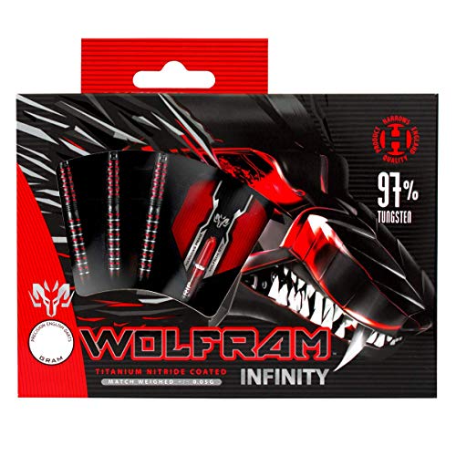 Harrows Wolfram Infinity 97% Tungsten Soft Tip Darts Set | 18g and 20g | Includes Supergrip Fusion Shafts and 100 Micron Prime Flights (18g)