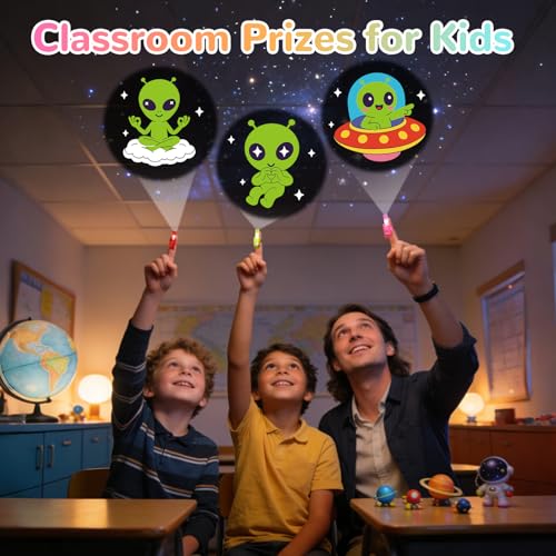 36 Pack Alien Party Favors LED Finger Lights, Glow in the Dark Outer Space Alien Party Supplies, Goodie Bag Stuffers Classroom Treasure Box Prizes, Galaxy Planet Party Gifts for Kids - style: Alien