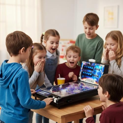 Arcade Pinball Game, Mini Pinball Machine with Lights & Sounds, Electronic Tabletop Ball Shooting for Family Kids, Action and Reflex Game