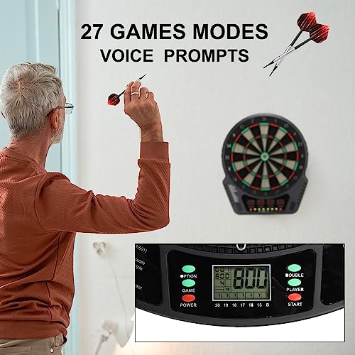 PATIKIL Electronic Dart Board, Digital Soft Tip Dartboard Set with LCD Displays, 27 Games and 243 Variants with 6Pcs Darts, 24 Tips, Support 16 Players