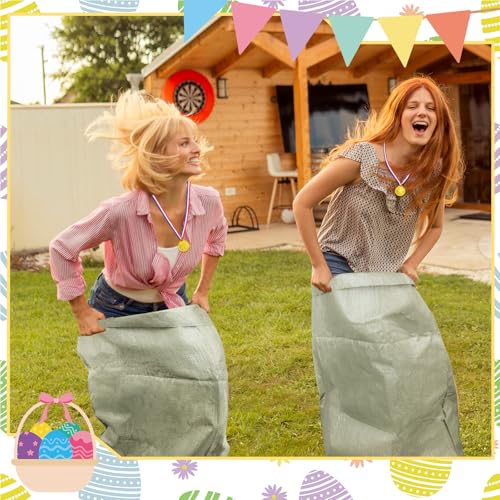 Potato Sack Race Bags Outdoor Games Potato Sack Race Bags 3 Legged Race Bands for Easter Activity Medals Straps Wooden Spoon Hunt Party Supplies
