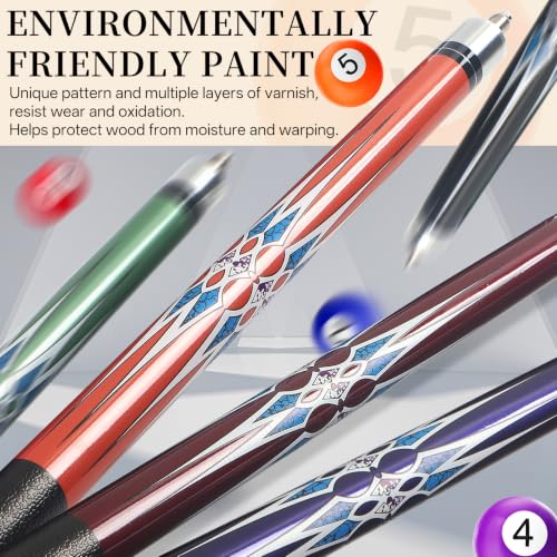 Kmise Pool Stick Set of 4, 58" Canadian Maple Pool Cue Sticks for Adults, 18 19 20 21oz Professional Billiards Pool Cue for Bar House Pool Table Sports - color: 5 set (18-21oz)