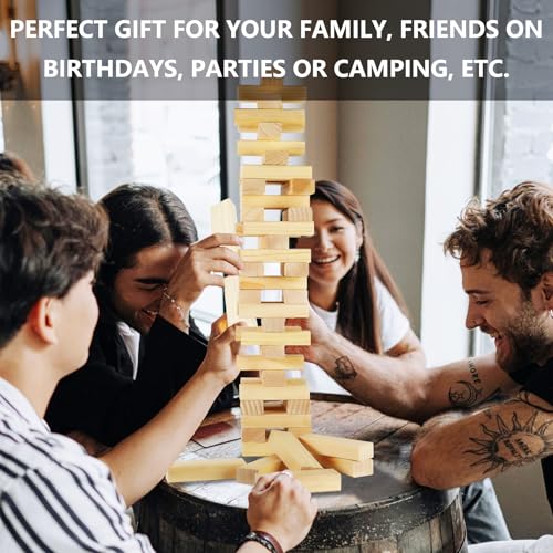 Megwoz Medium Tumble Tower Games for Kids and Adults 66 Blocks New Zealand Pine Wooden Blocks Stacking to 3.5FT Family Games for Indoors Outdoors Yard Games for Family - size: M-Up to 3.5FT