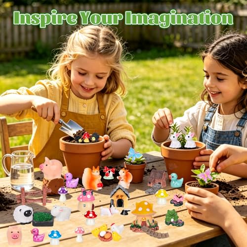 160 Pcs Fairy Garden Accessories Miniature Resin Animals Tiny Fairy House Figurines Fairy Garden Ornament Kit for DIY Crafts Micro Landscape Dollhouse Mini Scene Garden Outdoor Decor - style: 160Pcs-Fairy Garden Accessories