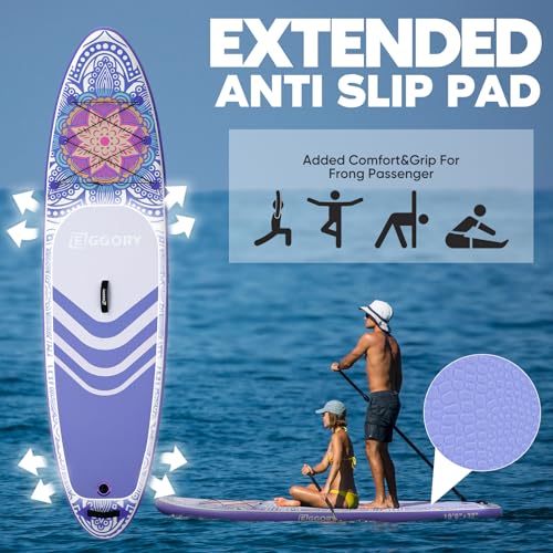 Inflatable Paddle Board,Stand Up Paddle Board Set, Extra Wide SUP Board with Removable Fin, Floating Paddle, Hand Pump, Waterproof Phone Pouch,Traveling Board - color: TT purple /Kayak Seat