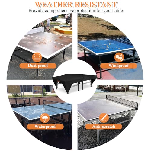 Ping Pong Table Cover, Outdoor/Indoor Premium Durability Oxford Fabric Ping Pong Table Cover, All Weather Resistant Table Tennis Cover - style: Flat - Outdoor