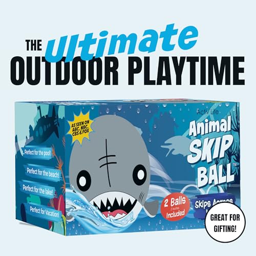 Activ Life The Ultimate Water Skip Balls, Water Bouncing Ball for Swimming Pool, Beach Toys for Friends, Family, Kids and Adults - style: Sharks