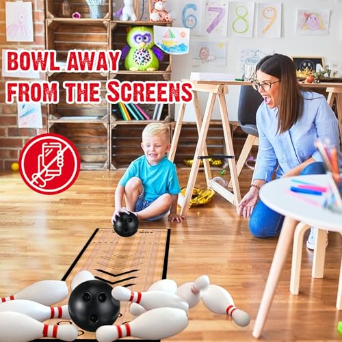 Mini Bowling Set Indoor Outdoor Indoor Bowling Set with Guide Arrow Mat Gold and Silver Medal Backpack Dispensing Suitable for Family Friends Family Party Entertainment - style: Cassic
