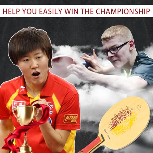 YAN-Wang Professional Ping Pong Paddle,Oneside is External and Otherside is Built-in Arylate Carbon Table Tennis Racket,for Intermediater and Advanced Players or Enthusiast (Single Racket)