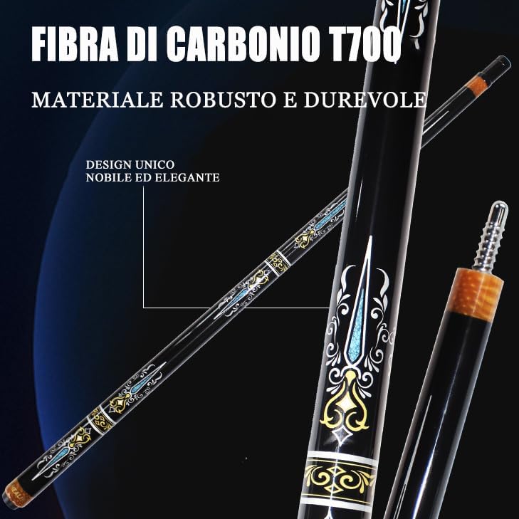 Carbon Fiber Pool Cue – 12.9mm, 14mm and 12.4mm, 2-Piece Billiard Cue Stick for Women/Men, Professional Break Cue for Snooker, 8-Ball, 9-Ball, Home & Club Use - color: Black 4