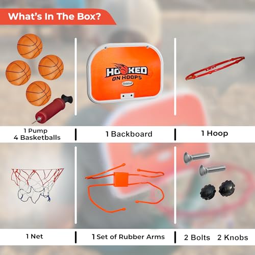 Bolaball Outdoor and Indoor Family Fun Games Bundle Giant Wooden Dice Set & Hooked on Hoops Mini Basketball Hoop-Hooks Set