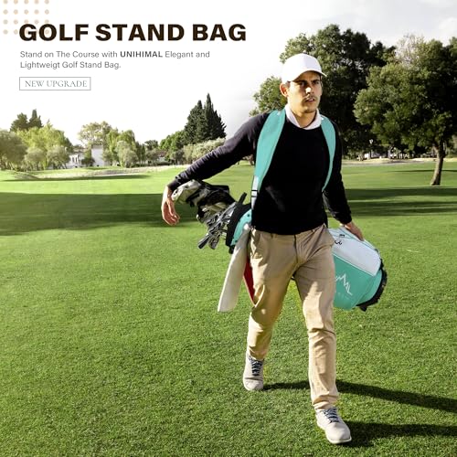 uniHimal Lightweight 7-Way Golf Stand Bag for Men & Women | Carry Bag, Multiple Pockets, Dual Straps - color: Green