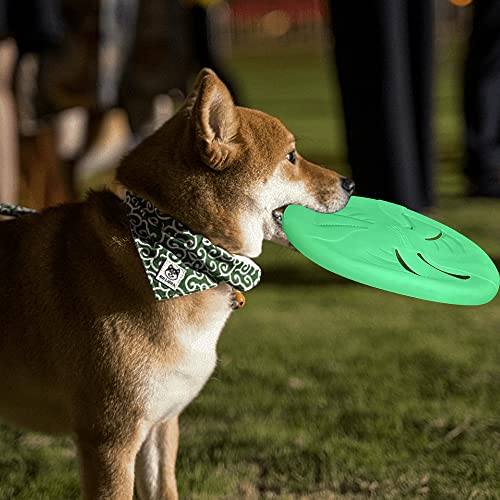 Glow-in-The-Dark Flying Discs, Interactive Dog Flyer Toys, Soft Lightweight Dog Catch and Fetch Toys, Floats in Water & Safe on Teeth, 9 inch (Large, Glow) - color: Glow, size: Large