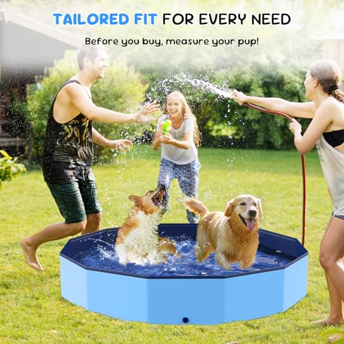 57'' Foldable Dog Pet Bath Pool, Heavy Duty Non-Slip Kiddie Pool, Plastic Pet Wading Pool for Puppy Small Medium Large Dogs, Indoor and Outdoor Kids Pet Dog Bathtub - size: XL - 57*12 IN - 132 Gal