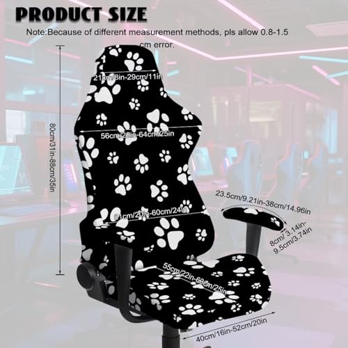 Suobstales Dog Paw Pattern Computer Game Chair Covers with Armrest Cover Washable Computer Chair Slipcovers Removable Kitchen Chair Covers for Home Kitchen Restaurant - color: Dog Paw