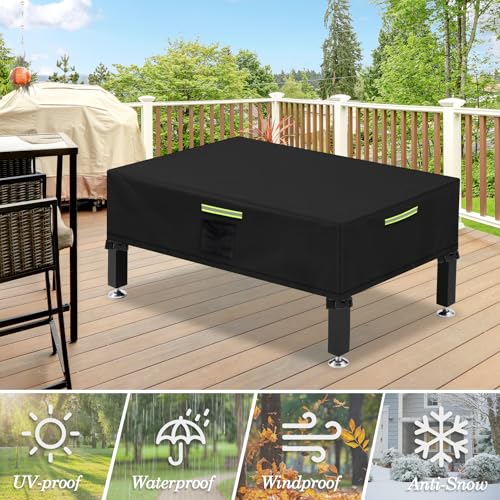 Klmnop Foosball Table Cover, 420D Waterproof & Dustproof Soccer Table Cover with 4 Windproof Buckles, 4 Reflective Strip Handles, Air Vent, Foosball Tables Protection Outdoor/Indoor UV Resistant
