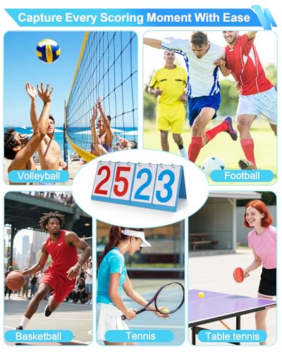 Scoreboard Score Keeper Flip Flipper, Waterproof Plastic Cards, Premium Manual Score Board for Cornhole, Basketball, Volleyball, Table Tennis and Multi-Sport Games